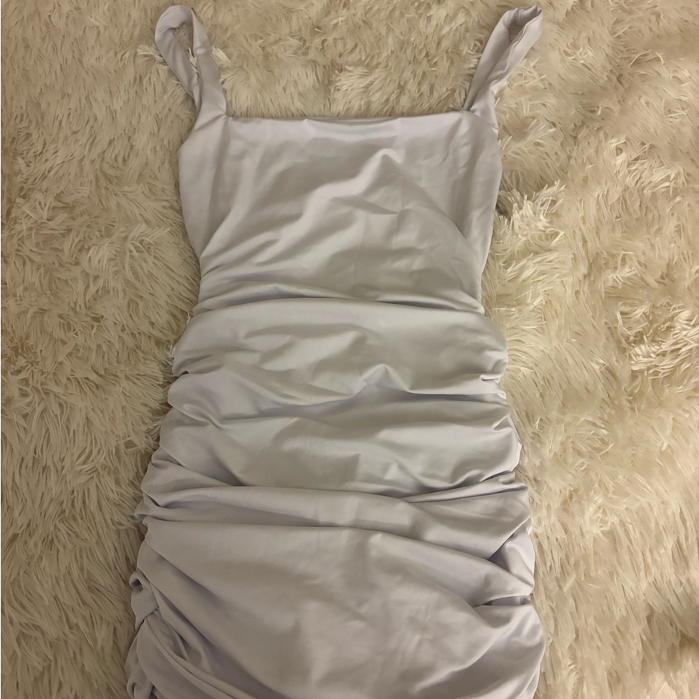 Elegant White Ruched Dress